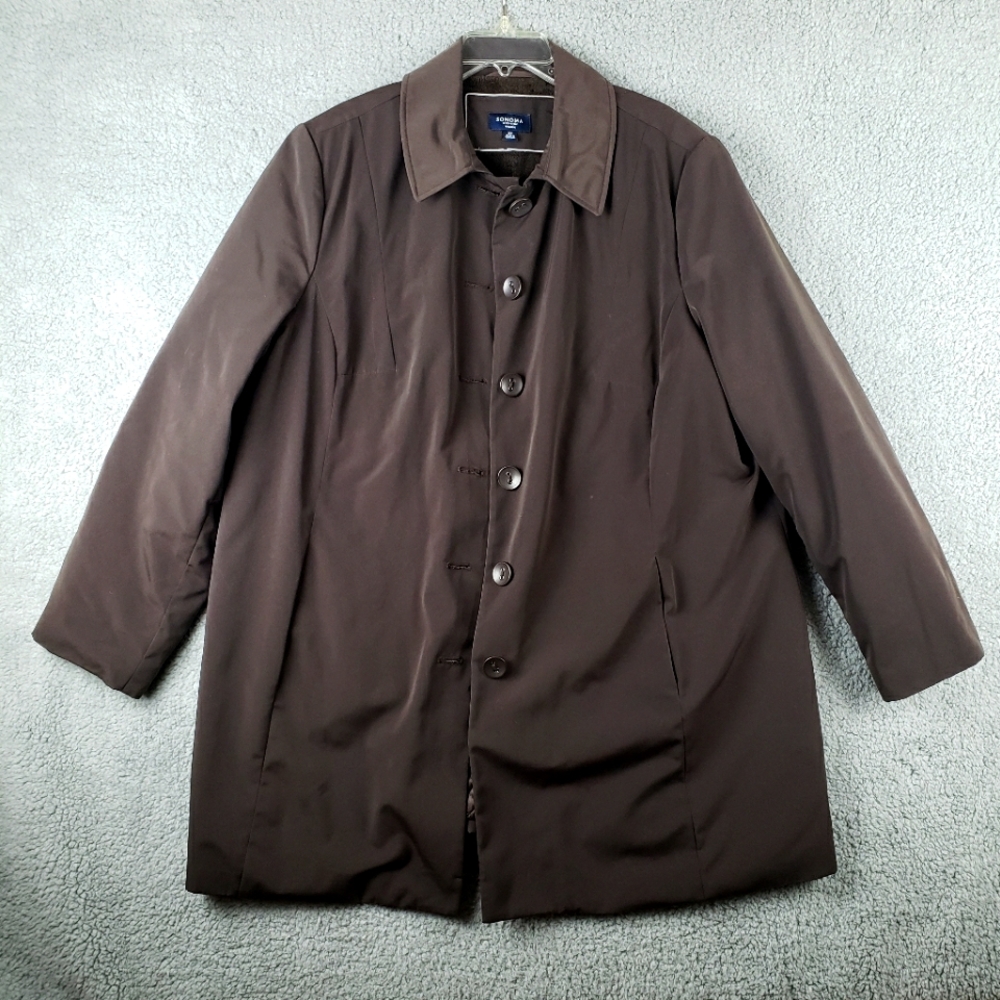 Sonoma Life + Style Woman Lined Jacket Button Front Coat XXL Brown